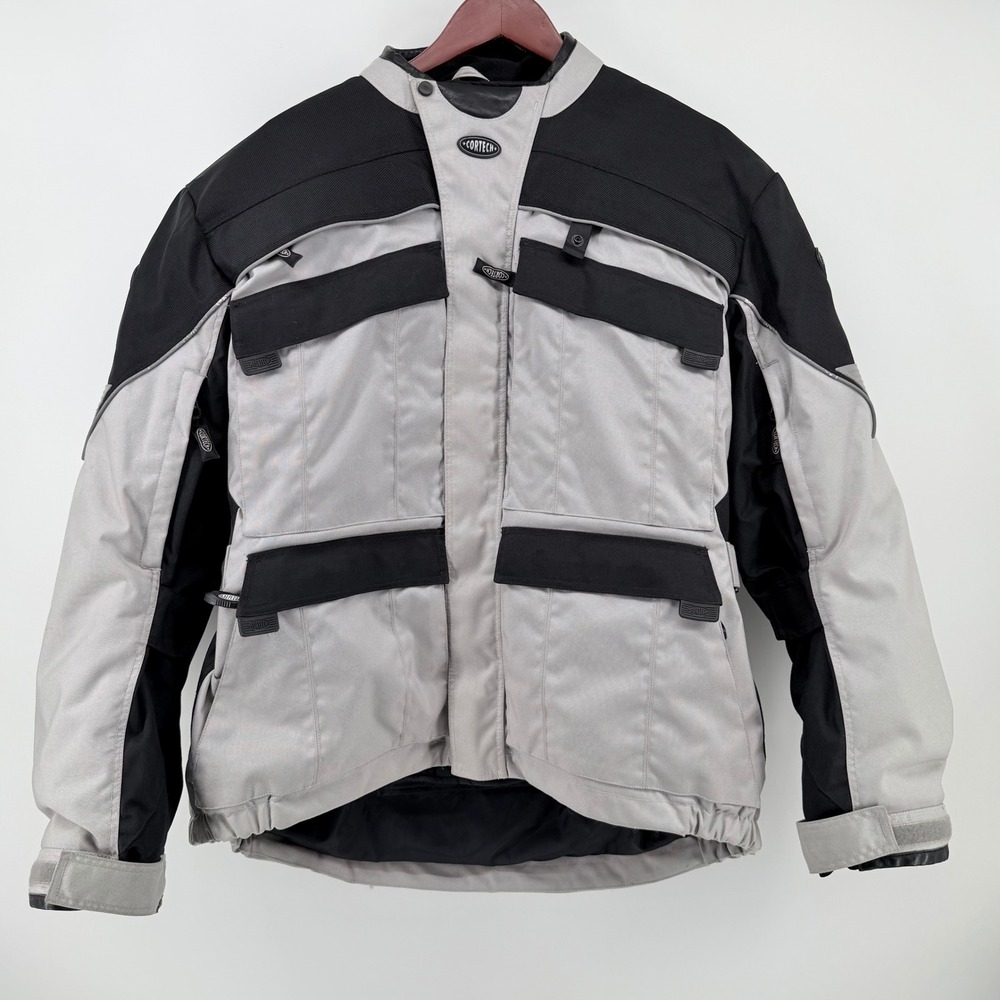 Cortech Tour Master Advanced Mens M 3/4 Motorcycle Jacket w/ Liner Silver Black